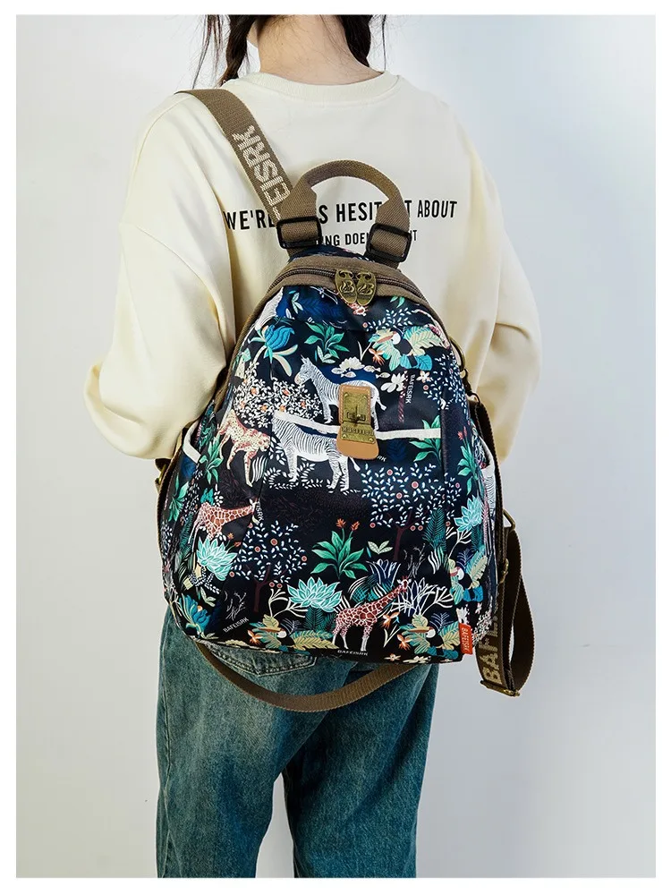 2024年新女士時尚民族風潮流印花牛津背包，24小時客服在線，售後無憂